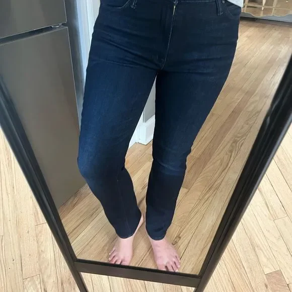 MOTHER Women's Straight Leg Jeans - Dark Blue - Picture 4 of 14